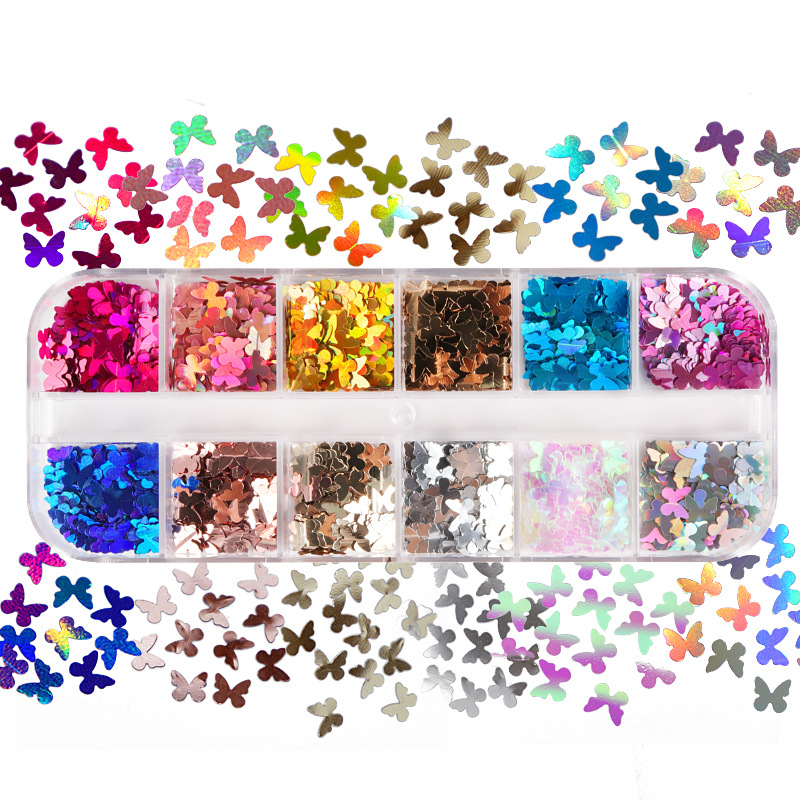 Tech Accessories - Mix renk floresan kelebek Glitter kirpik