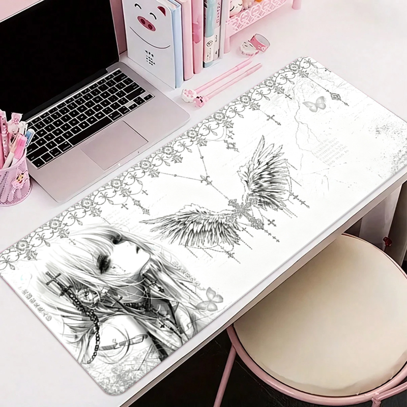 Tech Gaming Accessories - Deri Mousepad Siyah Beyaz Anime Estetik